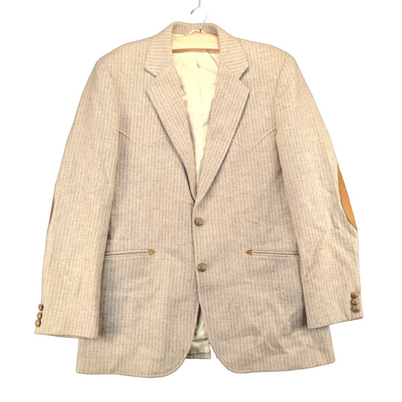 Vintage Kenny Rogers Circle S Blazer Jacket Mens 42L Long Sleeve Brown Wool - Picture 1 of 14